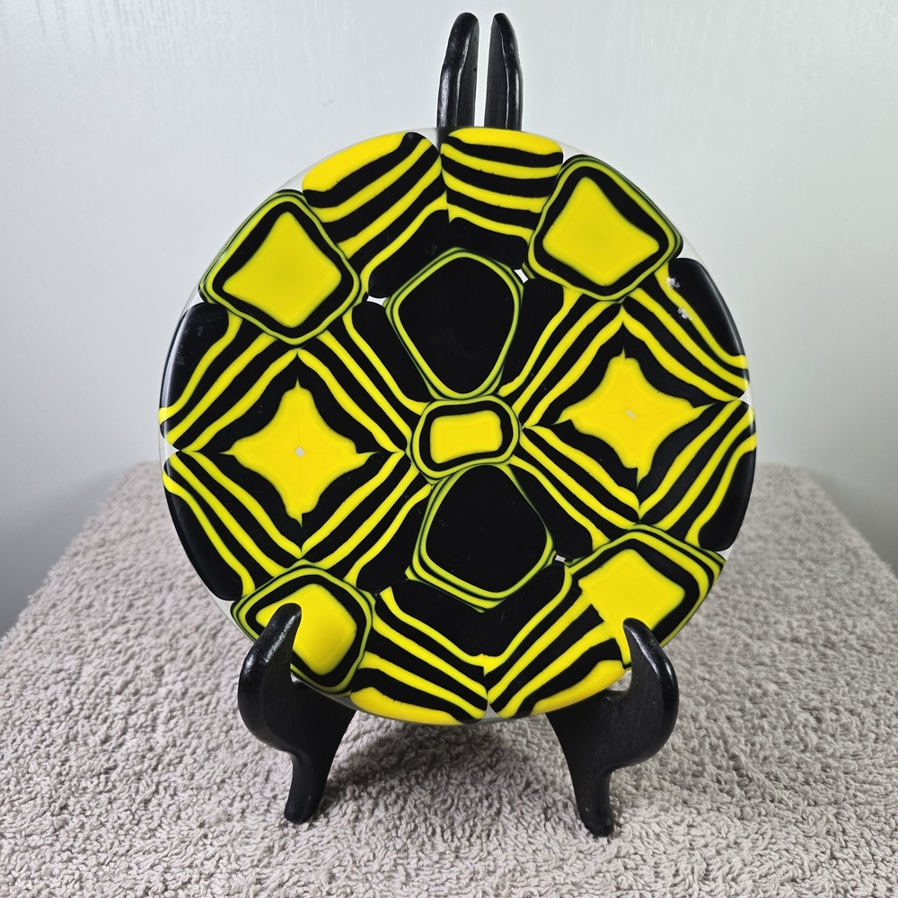 Vibrant Yellow and Black Fused Glass Decorative Plate